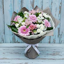 Букет цветов из:  Герберы, Альстромерии и Хризантемы в Конаково