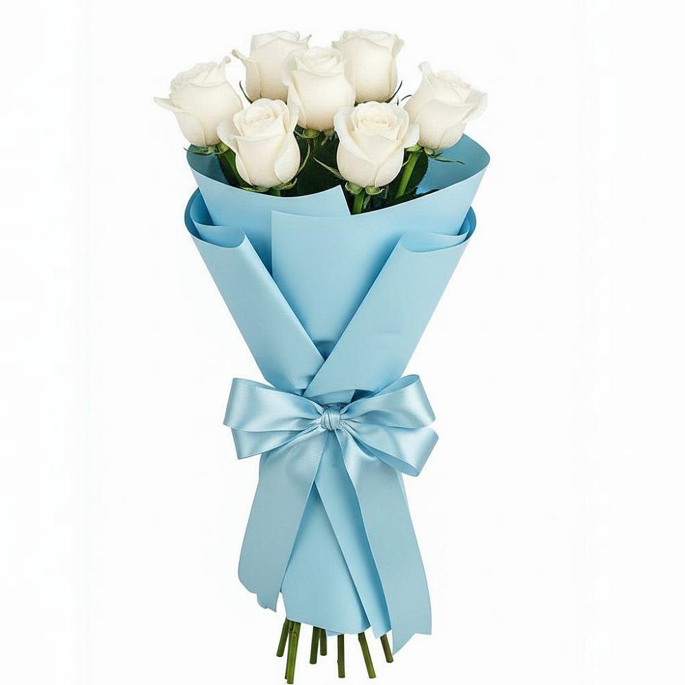 Букет 7 белых роз Проуд в Конаково