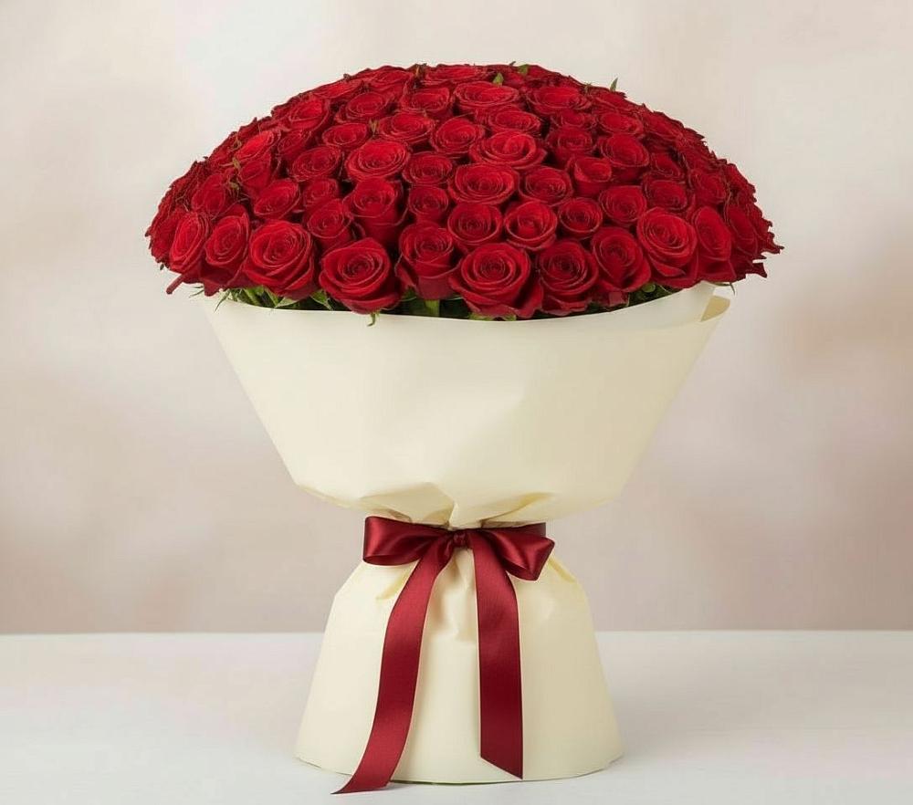 Букет 101 Красная роза Милано в Конаково