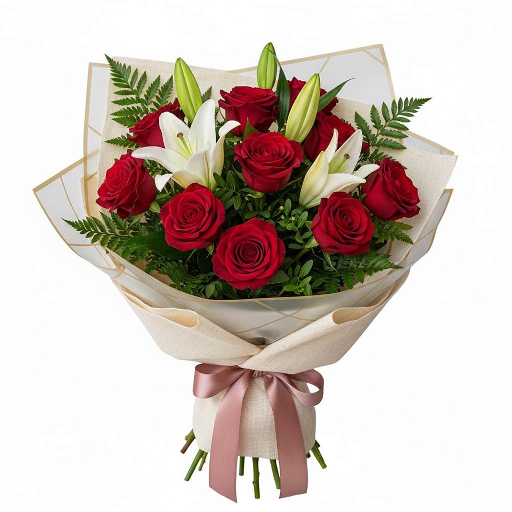 Букет цветов из: Лилии и Розы в Конаково