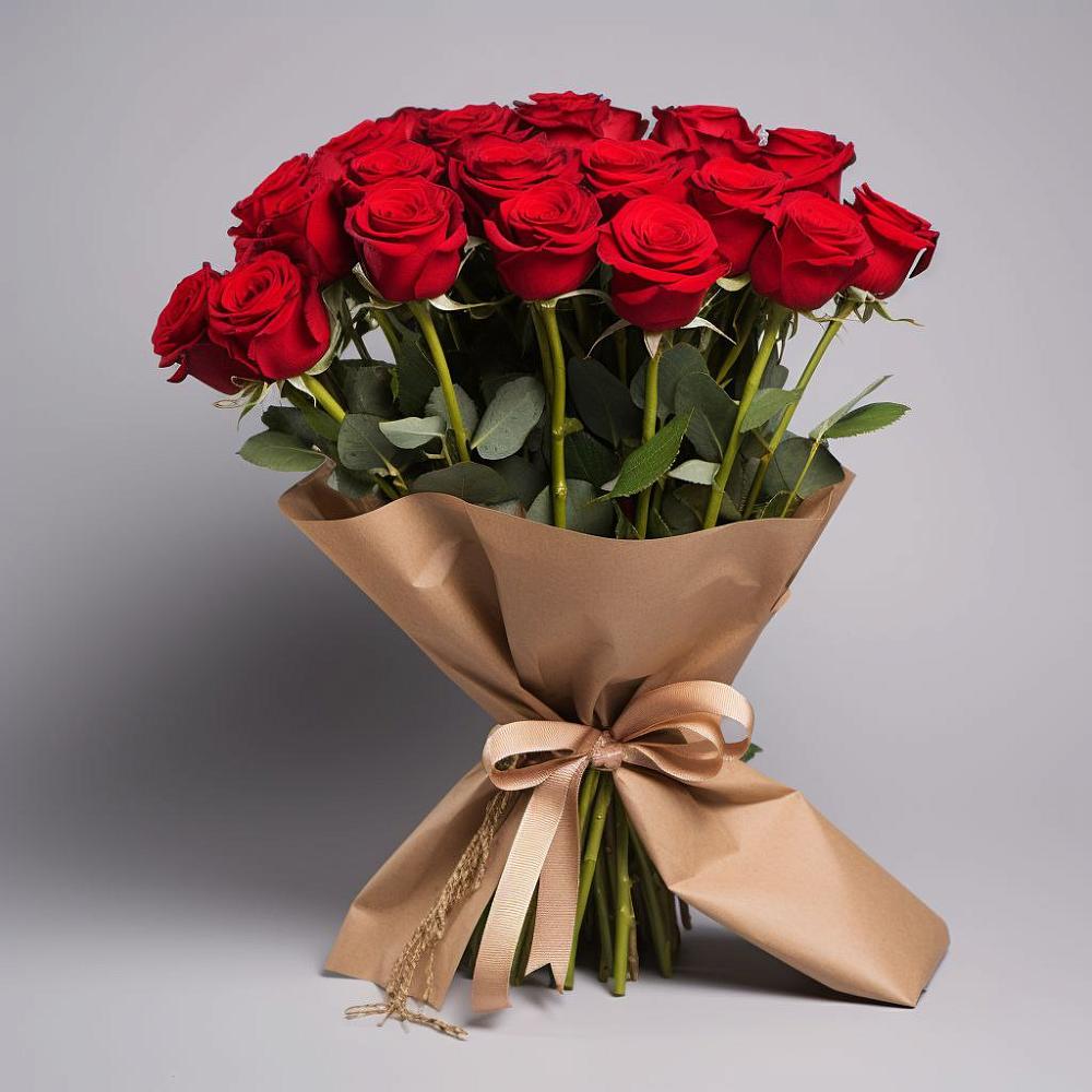 Букет 21 Красная роза Эдлесс Лав в Конаково