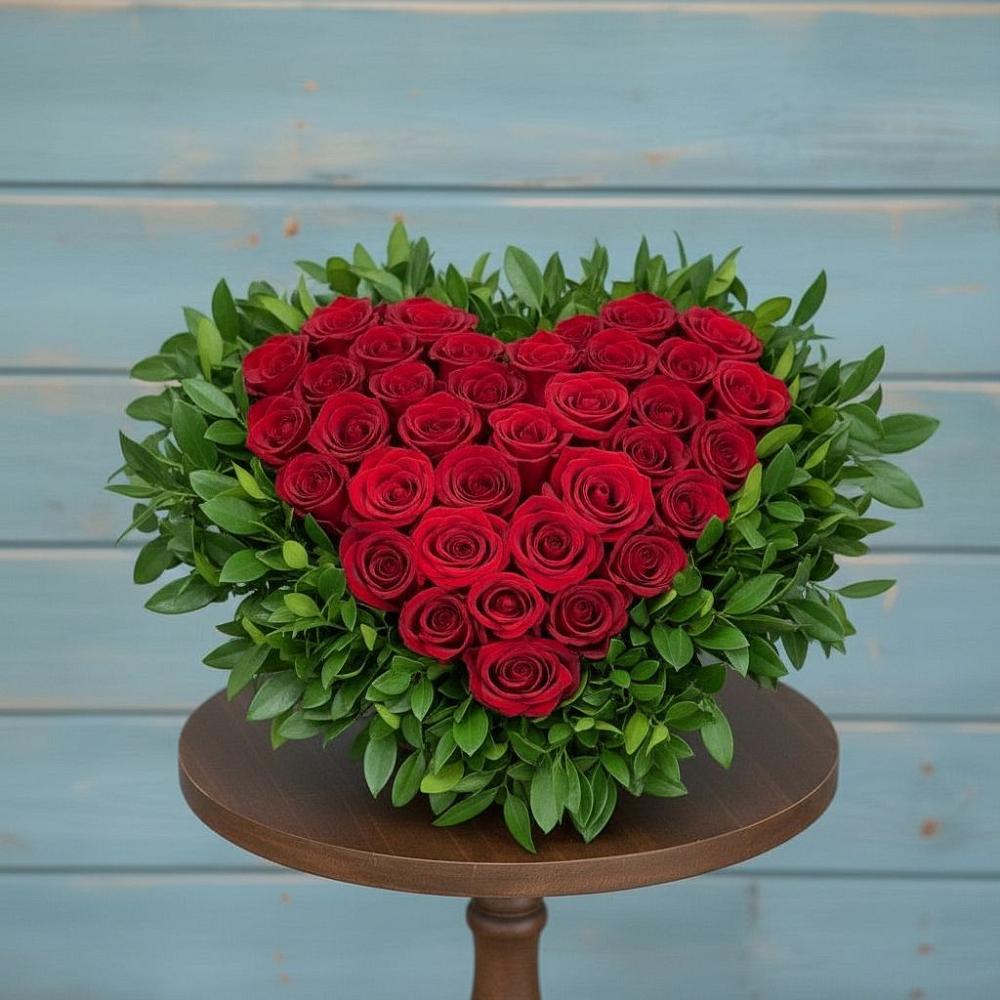 Цветочная композиция из Розы в виде сердца в Конаково