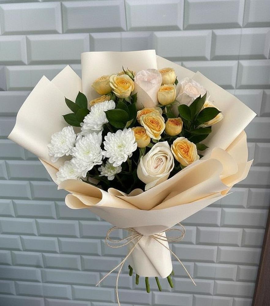 Букет цветов из: Розы и Хризантемы в Конаково