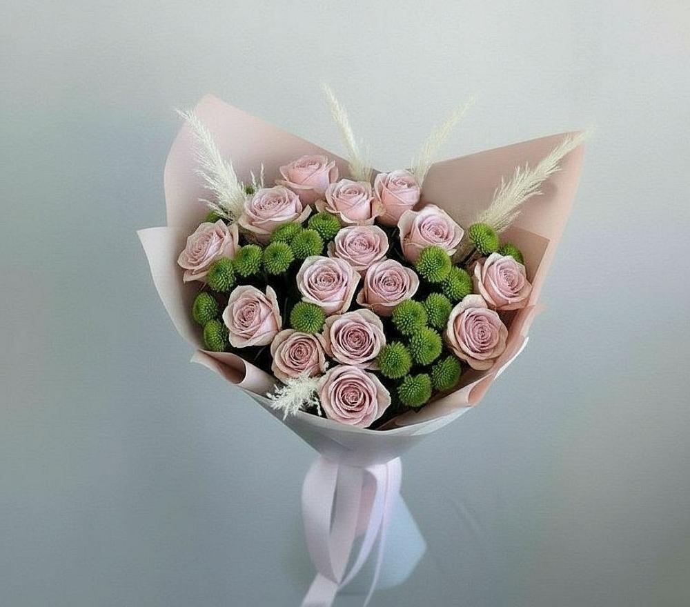 Букет цветов из: Розы и Хризантемы в Конаково