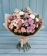 Букет цветов из:  Хризантемы, Розы и Альстромерии в Конаково