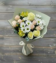 Букет цветов из:  Альстромерии, Розы и Хризантемы в Конаково