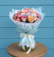 Букет цветов из:  Хризантемы и Розы в Конаково