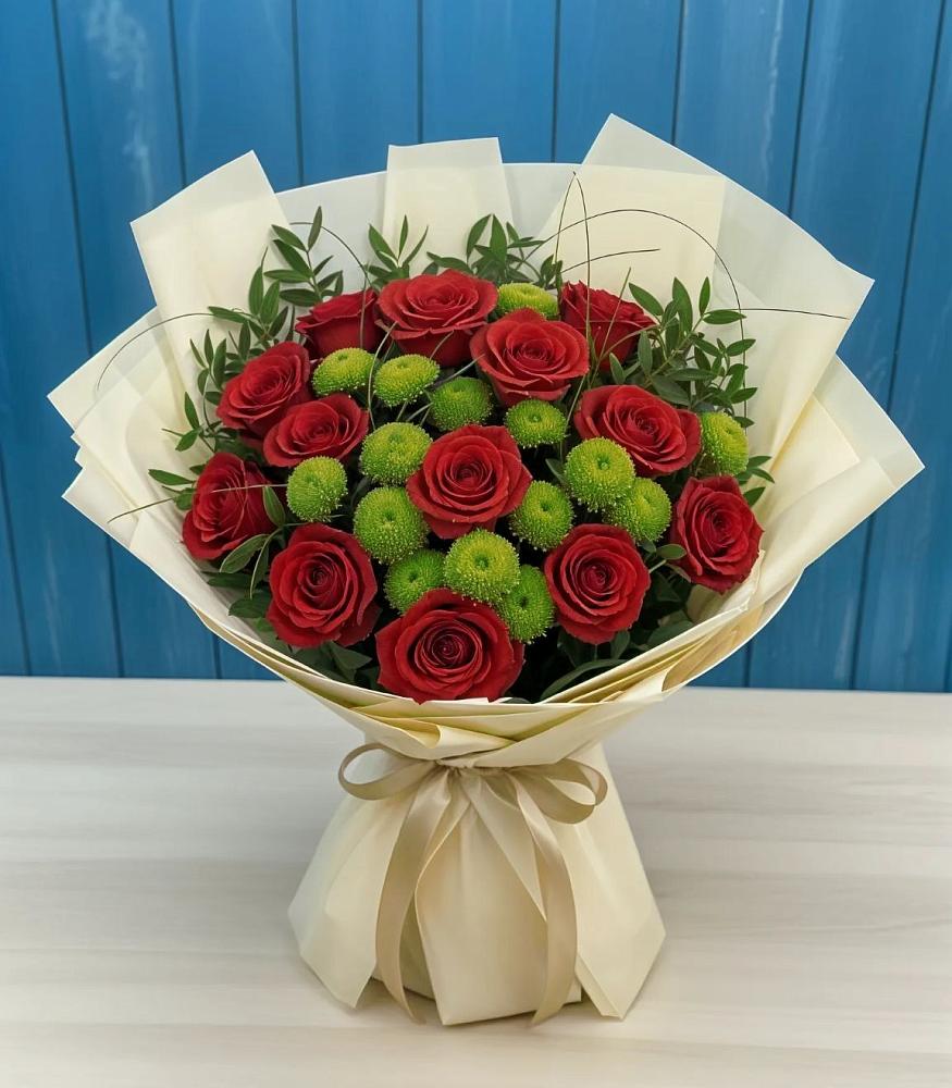 Букет цветов из: Розы и Хризантемы в Конаково